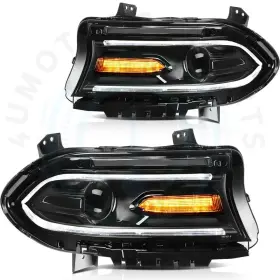12848212 4umotor 2x Black Housing Headlights Assembly Wprojector For 2015-2022 Dodge Charger 12848212 4umotor 2x Black Housing Headlights Assembly Wprojector For 2015-2022 Dodge Charger