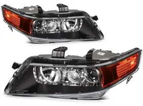 Ace12919802s Aceparts5 For Acura Tsx 2.4l 2004-2008 Headlight Assembly Black Housing Pair