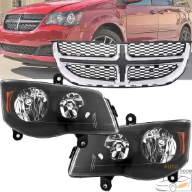 Afr109252032 Afr Pair Headlights Front Grille Upper Bumper Fit 11-20 Dodge Grand Caravan Afr109252032 Afr Pair Headlights Front Grille Upper Bumper Fit 11-20 Dodge Grand Caravan