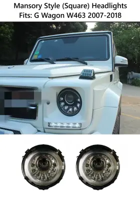 Smk386-1 Aftermarket Products Silver Mansory Square Led Headlights Fit 07-18 Mercedes Benz G Class Smk386-1 Aftermarket Products Silver Mansory Square Led Headlights Fit 07-18 Mercedes Benz G Class
