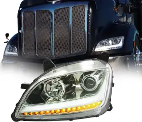 Pb005-b0wpl-us11 Alligator Auto Lights For Peterbilt 579 2012-2021 Halogen Headlight With Bulb Clear Proje Chrome Left