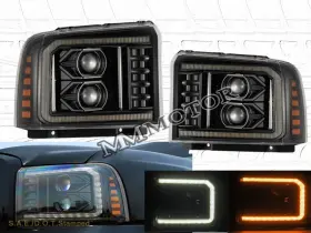 Alpharex 810015615317 2005 06 07 Ford Excursion Super Pro Projector Headlights Alpha Black Sequential