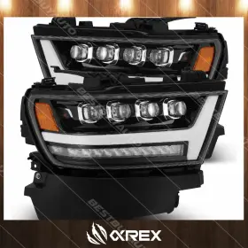 880516 Alpharex For 19-20 Dodge Ram 1500 Halogen Type Jet Black Nova Projector Headlights Lamps