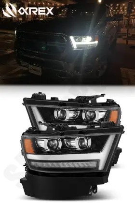 880545 Alpharex Black Luxx Led Headlights For 2019-2024 Ram 1500 Except Limited And Trx