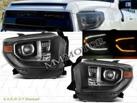 880835 Alpharex 2014-2021 Toyota Tundra Black Luxx Serie Led Projector Headlights Drl Sequential