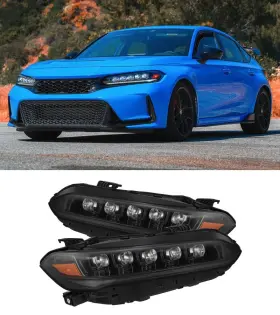 Ahl-hc22-n-flb-a Alpharex Fits 22-25 Honda Civic Nova-series Led Projector Headlights Black