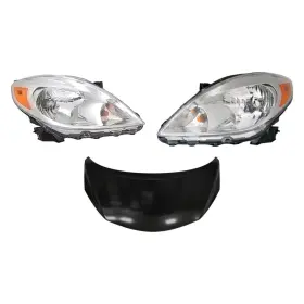 Bndl-216175 Alzare 3-piece Kit Driver And Passenger Side Headlights Hood Panel Capa Certified