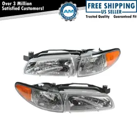 Am-23292697 Am Autoparts Headlight Assembly Set Headlights Fits Pontiac Gm2502170 Gm2503170