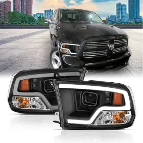 111404 Anzo Projector Headlights Plank Style Design Black With Halo