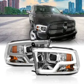 111405 Anzo Plank Style Projector Headlights - Chrome With Halo For 09-18 Dodge Ram 1500
