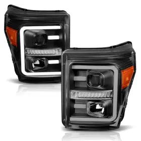 Anzo 111406 Projector Headlights For Ford F-250 2011-2016 With Switchback Amber And Black