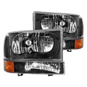 111457 Anzo For Ford Excursion 00-04 Headlights Driver And Passenger Side Black Euro