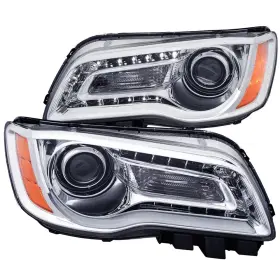 121494 Anzo Usa Clear Lens Plank Style Projector Headlight Set For 2011-14 Chrysler 300 Chrome