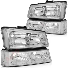 10816916 Apk Pair Headlights Assembly For 03-07 Chevrolet Silverado Avalanche Halogen Chrome 10816916 Apk Pair Headlights Assembly For 03-07 Chevrolet Silverado Avalanche Halogen Chrome