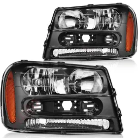 11306232 Apk Headlights Assembly For 2002-09 Chevy Trailblazer Suv 4.2l Black Pair Reflector 11306232 Apk Headlights Assembly For 2002-09 Chevy Trailblazer Suv 4.2l Black Pair Reflector