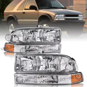 A02ha01055 Auheadmotor Pair For 1998-2004 Chevy S10 Pickup Chrome/amber Corner Headlights Bumper Lamp A02ha01055 Auheadmotor Pair For 1998-2004 Chevy S10 Pickup Chrome/amber Corner Headlights Bumper Lamp