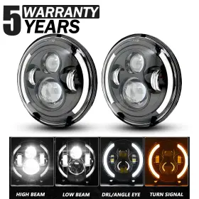 Auimsocor1892 Auimsoco For 1973-1980 Ford B-100 Pair 7 Inch Round Led Headlights Drl Projector Light