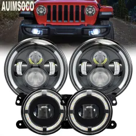 Auimsocor1901 Auimsoco 7 Inch Led Headlight 4 Fog Light Halo Angel For Jeep Cj7 Sport Utility 1976-1986