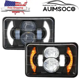 Auimsocor1934 Auimsoco Fit Chevrolet Monte Carlo Ss 1980-1988 2pcs 4x6 Inch Led Headlights Drl Hi/lo Beam