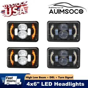 Auimsocor1936 Auimsoco Fit Chevy C10 Pickup Truck 1980-1986 4pcs 4x6 Inch Led Headlights Hi/lo Beam Drl