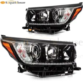12278468 Auspartshouse 2x Black Headlights Assembly For 2017-2019 Toyota Highlander With Led Drl Projector