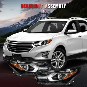 A12820901s Autodayplus For 2018-2020 Chevy Equinox Black Housing Clear Lens Headlights Assembly Pair