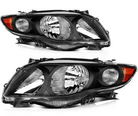 Aut10980401rts Autodealsparts Fits 2009-2010 Toyota For Corolla Black Clear Headlights Reflector L R Lamps
