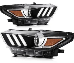 Auto84264001rts Autodealsparts For 2015-2017 Ford Mustang Black Housing Clear Lens L R Side Headlights Assembly