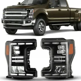 Chrng0670-b-sq Autofree For 2017-2019 Ford F-250/f-350/f-450 Super Duty Led Headlights Projector Clear