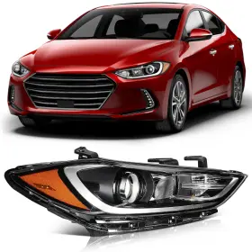 At128308s01 Autolight-store Right Side Fits Hyundai Elantra 2017 2018 Black Headlights Assembly With Projector