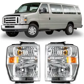 At842642s01 Autolight-store Chrome Fits 2008-2021 Ford E150-e450 F650 F750 Truck Aero Headlights Assembly
