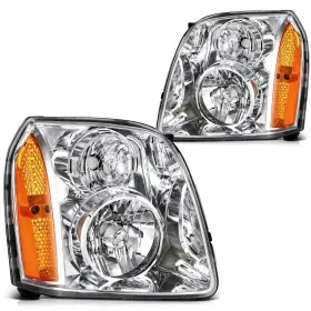 Un12820001n Autoparts Union Headlights Assembly For 2007-2014 Gmc Yukon Xl 1500 2500 Chrome Housing Lh Rh