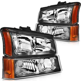 Un16214202n Autoparts Union Pair Headlights Bumper Lamps Fits 2003-07 Chevy Silverado 1500hd Left Right