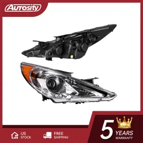 20914900 Autosity Headlight Assembly For 2011 2012 2013 2014 Hyundai Sonata Projector Amber Chrome