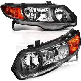 10264476 Autosuperstar Pair Black Headlights Assembly Housing Headlamps For 2006-11 Honda Civic Coupe 10264476 Autosuperstar Pair Black Headlights Assembly Housing Headlamps For 2006-11 Honda Civic Coupe