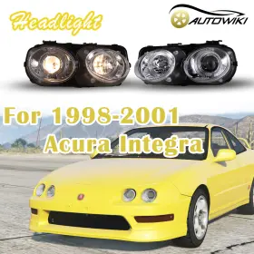 10-0217-01 Autowiki For 1998-2001 Acura Integra Projector Halo Headlights Chrome/clear Headlamps L&r