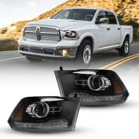 Autowiki 731694718611 For 2009-2018 Dodge Ram 1500 2500 3500 Projector Pair Headlights Black Clear Len