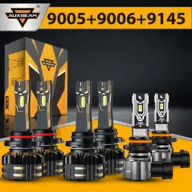 Tk-gxq85645-001 Auxbeam 9005 9006 120w 25000lm Led Headlight 9145 Fog Bulbs Combo 6500k Bright