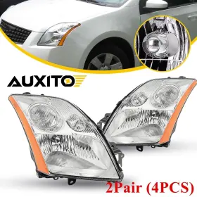 26060et000 Auxito Fits 2007-2009 Nissan Sentra 2.0l Halogen Headlight Assembly Set Left Right 4pcs