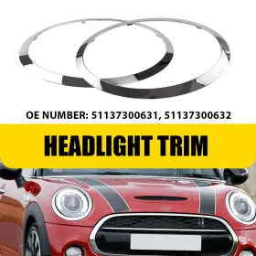 51137300632 Auxito Chrome Lh Rh Front Headlight Lamp Bezel Trim Fit For Mini F55 F56 2014-2021 Exxi