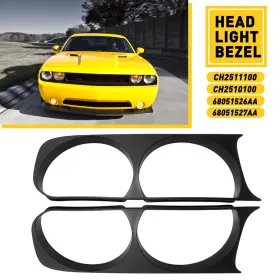 68051526aa Auxito Set Of 2 Left And Right Side Headlight Bezel Black For 2008-2014 Dodge Challenger