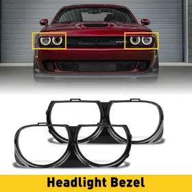 68259055ab Auxito Pair Front Headlight Lamp Bezel Trim For 2015-2020 Dodge Challenger R/t Srt Eoa