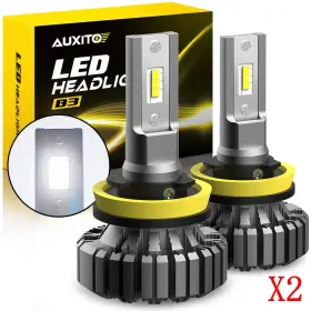 Auxito 738598462770 H11 Led Headlight Cars Low Beam Bulb B3 Conversion Kit Fanless White 4pcs