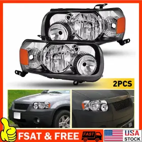 7l8z13008d Auxito For 2005-2007 Ford Escape Headlights Headlamps Assembly Chrome Housing Amber G