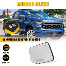 84309705 Auxito For Silverado/sierra 2019-2025 Heated With Blind Spot Right Side Mirror Glass