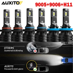 100w Auxito 9005/hb3/9006/hb4/h8/h11 6x Canbus 9005 9006 H11 Led Combo Headlight Csp Lights Bulbs High Low Beam