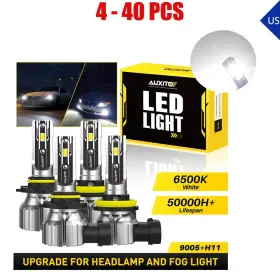 H11-auxito Auxito Dd-e2-9005 4-40x H11 9005 Super Bright Led Headlight Bulbs White 6500k High-low Beam