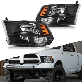 Ddzc-ram-09-18-eaa Auxito Headlight Fit 2009-2018 Dodge Ram 2500 1500 3500 Quad Black Lamps Left Right J Ddzc-ram-09-18-eaa Auxito Headlight Fit 2009-2018 Dodge Ram 2500 1500 3500 Quad Black Lamps Left Right J