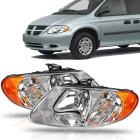 Dgcr00.00 Auxito Front Headlights Headlamps For 01-07 Dodge Caravan Town And Country 01-03 Voyager