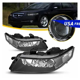 Hdat04.03 Auxito Projector Headlight Black Clear Pair For Acura Tsx 2004 2005 2006 2007 2008 New